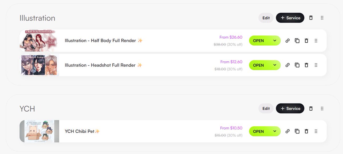 To celebrate my opening, I’m offering a 30% OFF discount on all commissions.
Slots are limited — thank you for your support! 🤍

🔗 Order via VGen: vgen.co/ruiiyuuu