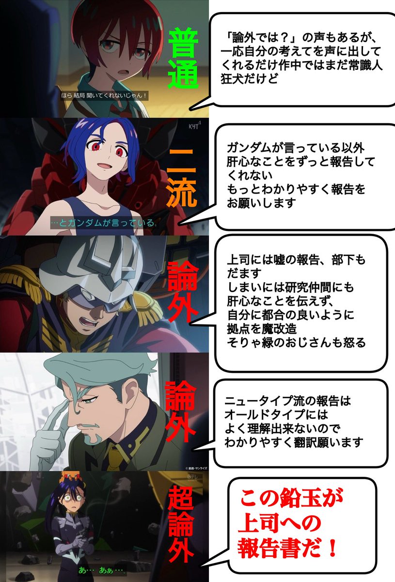 オチの鉛玉w こうしてみると確かにマチュはまだちゃんと伝える分マシ