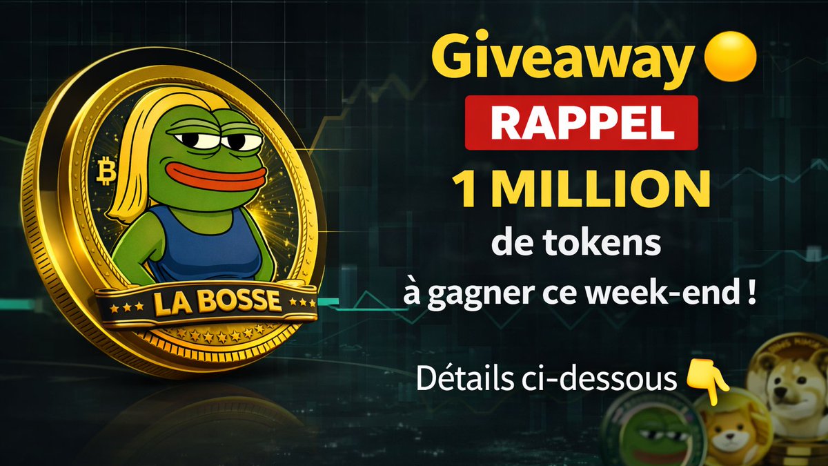 TheBOSSEcoin's tweet photo. 😎🚨 Rappel urgent, ! Plus que 24h pour gagner 1M $LABOSSE ce weekend ! 📷 Follow, RT ce tweet et tag 2 amis crypto pour entrer. Rejoins la #BOSSEARMY et saute sur l'opportunité avant qu'elle ne file ! 📷 #SolanaMeme #Giveaway #MemeCoin #LABOSSE
https://t.co/x7sH9FZfMK https://t.co/OhUTDm7CfI