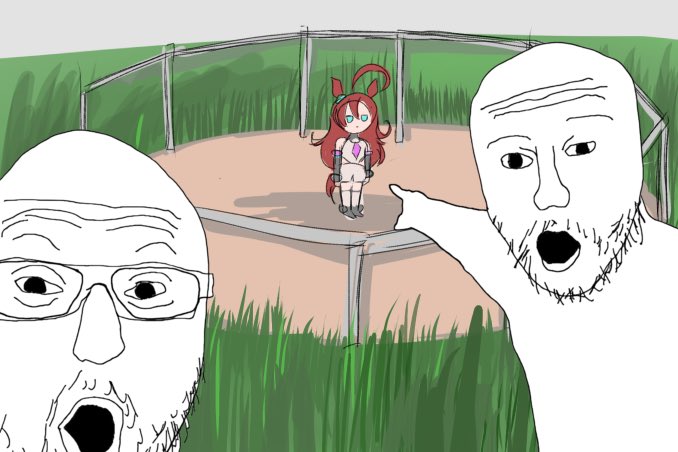 OwlWinged's tweet photo. Tried remaking that one image of mihono bourbon. (I gave up on drawing the crowd)

#umamusume #umamusumefanart https://t.co/U82Noodu2l