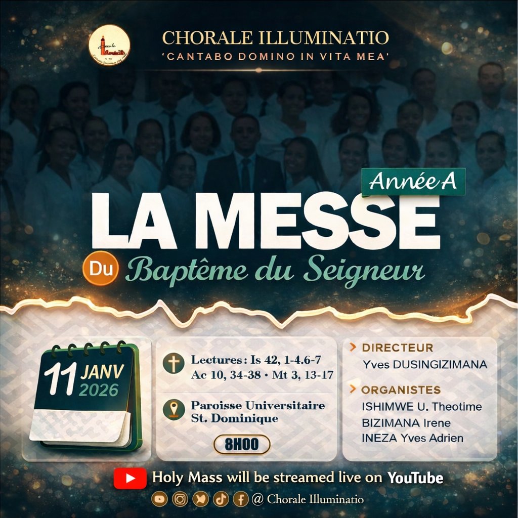 CIlluminatio's tweet photo. Come and Praise with us tomorrow! 😊
📌 Misa Ya Mbere ejo Saa 8:00 AM
📍 Paroisse Universitaire Saint Dominique

#choraleilluminatio #news #TrendingNow #holymass #TrendingNews https://t.co/oGTBacqk3t