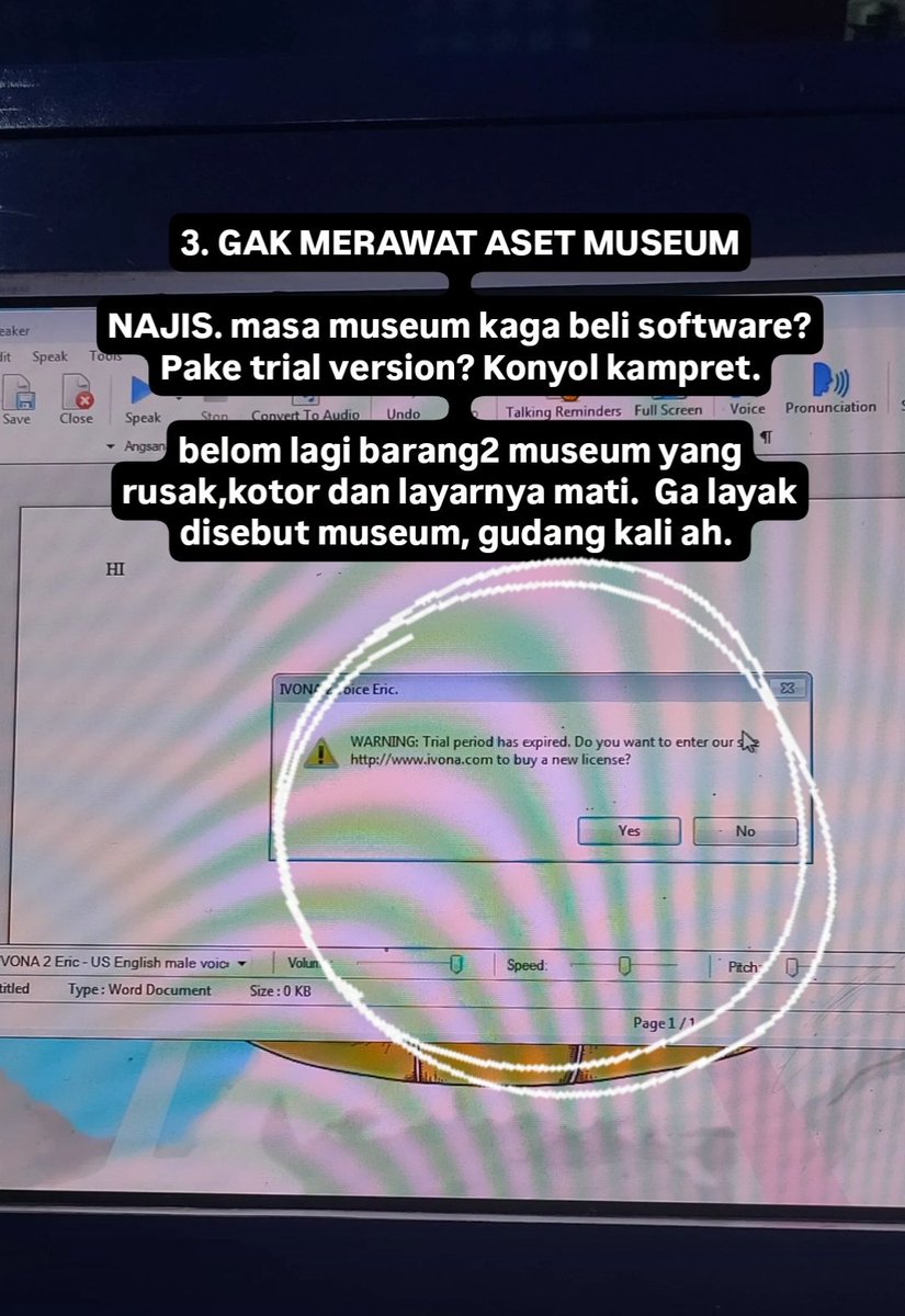 nyanmeongsama's tweet image. Pernah ngoceh di IG, museum indo lebih mirip gudang. Dah gitu softwarenya pake trial version 😭