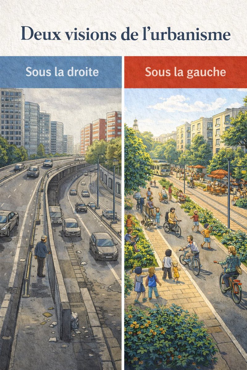 Le Paris                              Le Paris
de la                                    de la 
Droite                                 Gauche 
↙️                                                ↘️