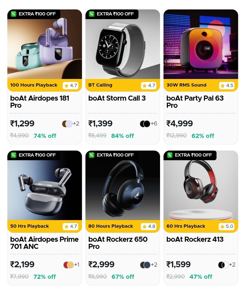 didoskeletons's tweet image. 🔋Boat - Weekend Sale 🎧 

🌟 Up To 75% Off + Extra Rs. 100 Off on Coupon  

🔗 ltsrn.in/b1N 

#weekendsale #boatsale #skeletondeals #ad #affiliatelink