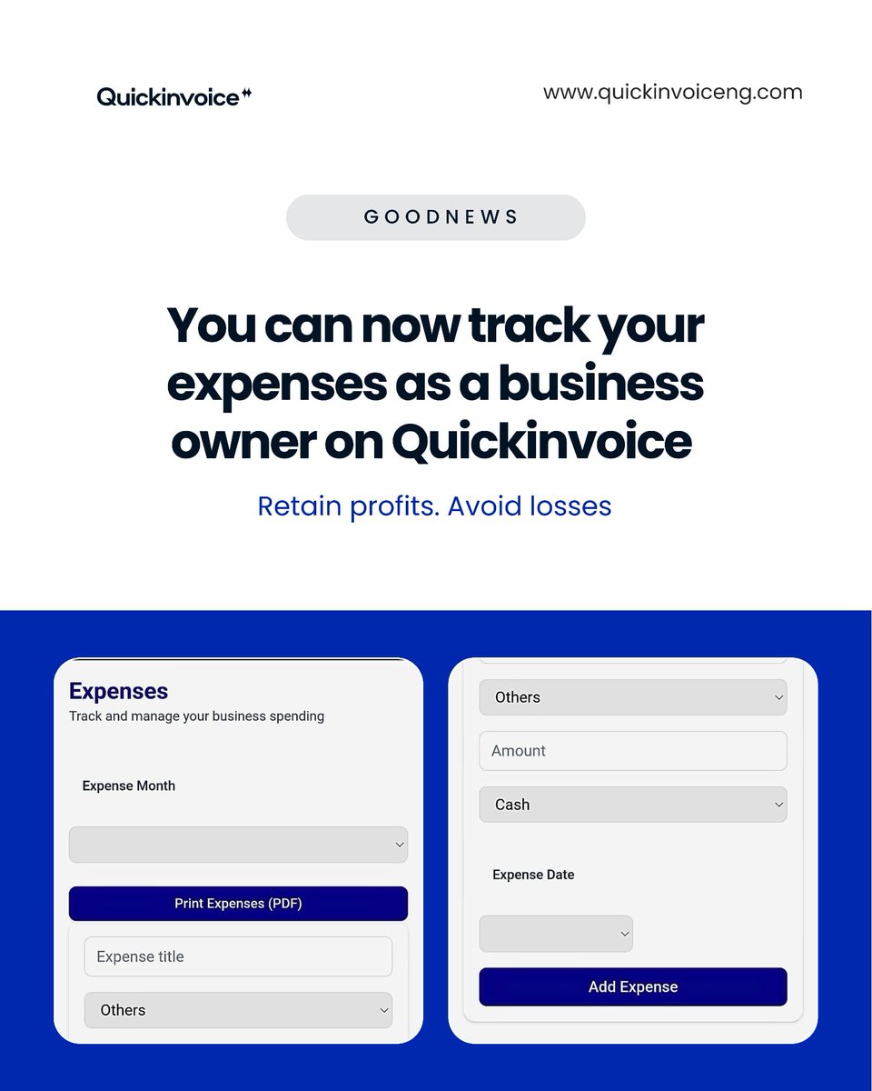 usequickinvoice's tweet photo. Is your "expense tracking" just a pile of crumpled receipts? 😅
​We’ve all been there. But keeping your business healthy starts with knowing exactly where your cash is going. Our new Expenses feature lets you:
​
#BusinessTools #Fintech #SmallBizTips #ExpenseTracking #StartupLife https://t.co/nyVfmvFnMX