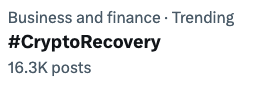 A trending hashtag doesn't make it so. 
#CryptoRecovery