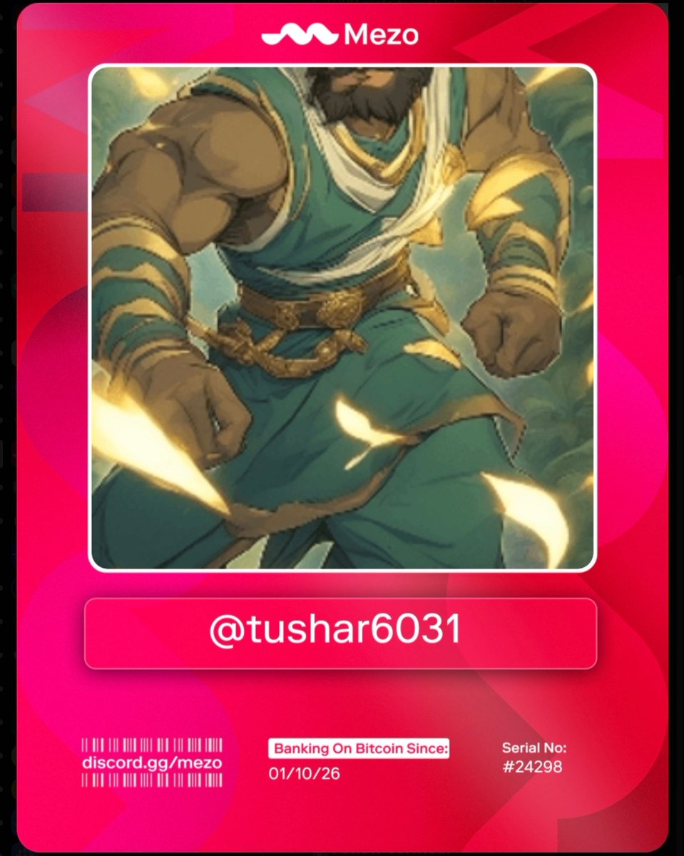 One of the few.

One of the early.

One of the first inside The Bitcoin Banking Experience.

<a href="/MezoNetwork/">Mezo</a> Bankcard claimed in discord.gg/mezo