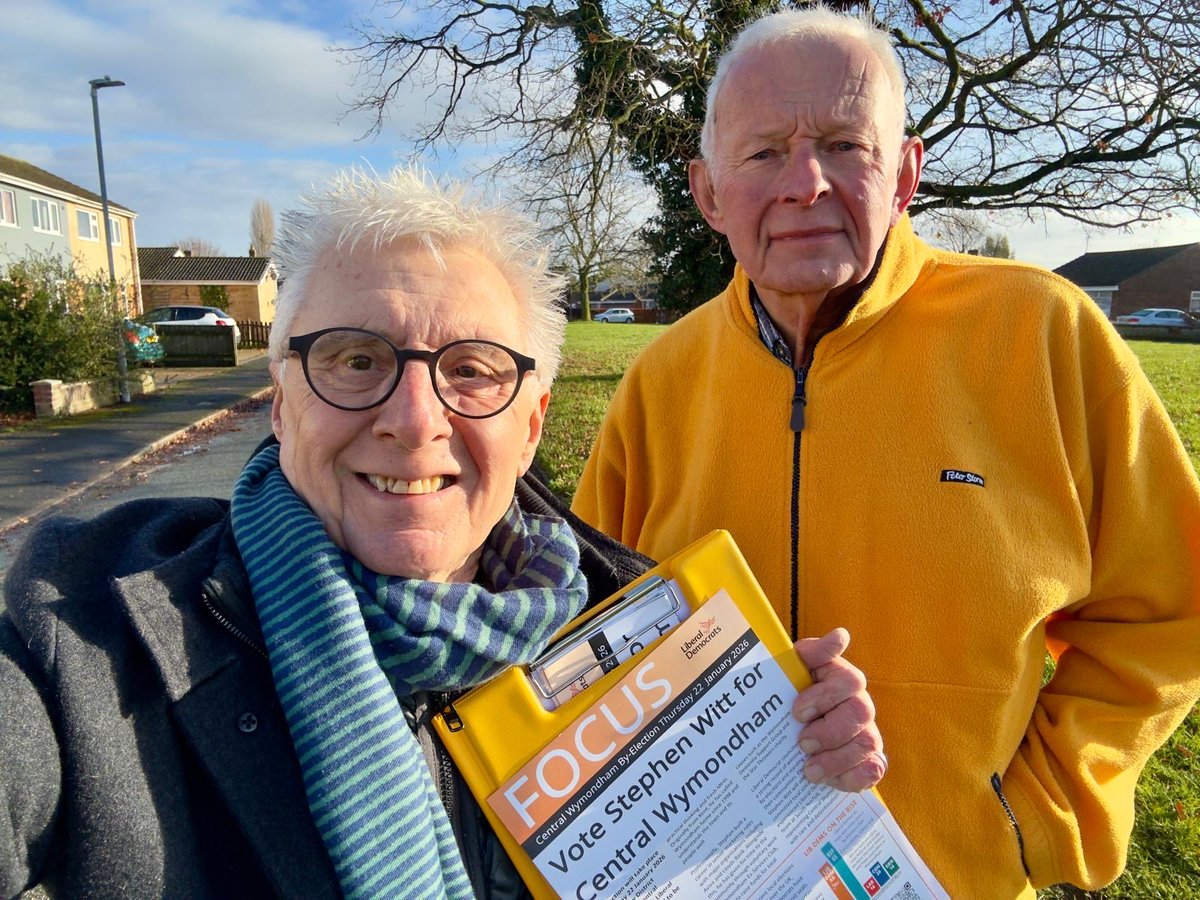 snorfolklibdems's tweet photo. Great to be out in Wymondham with our by-election candidate Stephen Witt. 
Lots of support on the doorstep!
#votelibdem #libdems https://t.co/XsCJVF7scK