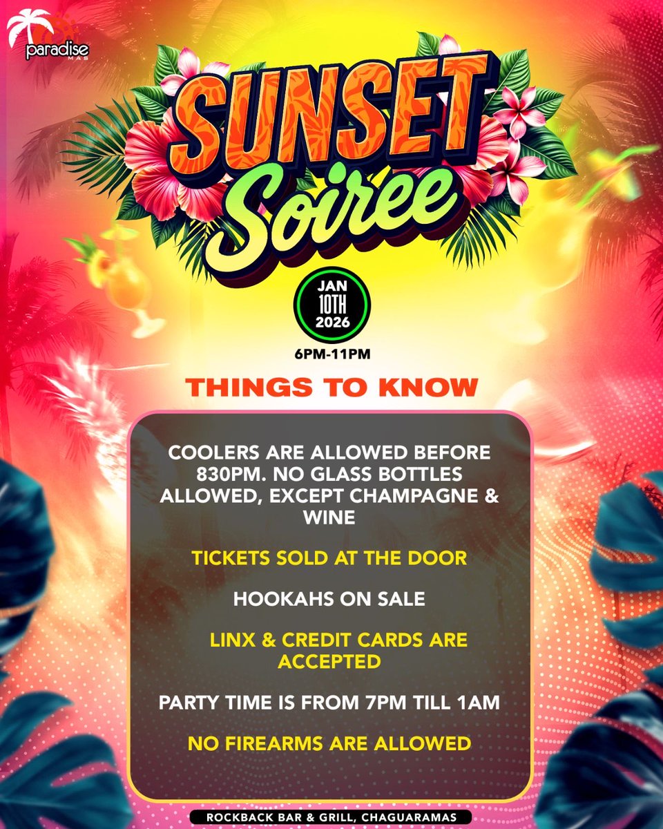 KatalystP's tweet image. It’s Sunset Soirée DAY 🌴🔥
Make sure you’re in the know, come prepared, and pull up ready to party.
Tickets available at the door — catch us at the event! 🥂✨