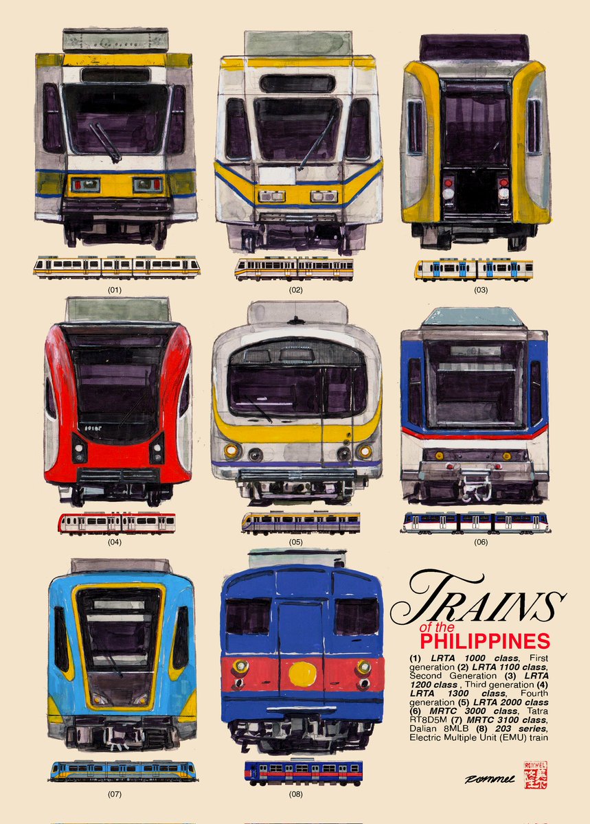 rommeldrawlines's tweet image. 🚉 LRT1, LRT2, MRT3, PNR 🚈