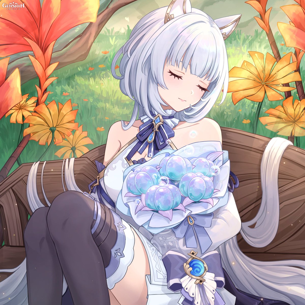 Eleanor_Auclair's tweet image. Happy birthday, Eleanor Auclair! #GenshinImpactOC  #EleanorAuclair

"Where did Eleanor go? Paimon thought she would enjoy all the attention on her birthday."
"Do you always make a habit of wandering off at parties?"
"Wah! Alhaitham, you scared Paimon!"
"Wait— Is that Eleanor?…