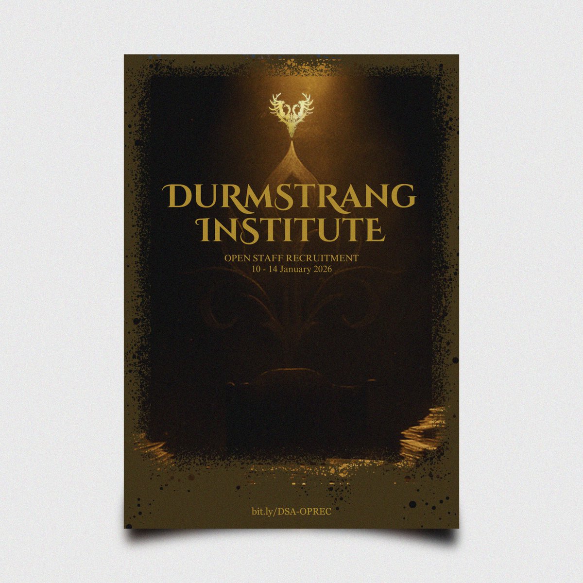 ⠀⠀⠀⠀ 
Calling all wizards, witches, and noble knights! Durmstrang Institute invites you to join us on an exciting journey of 𝐒𝐓𝐀𝐅𝐅 𝐑𝐄𝐂𝐑𝐔𝐈𝐓𝐌𝐄𝐍𝐓. Become a key member of our team and share your magical skills and creativity!

🖇: bit.ly/DSA-OPREC
⠀⠀ ⠀⠀