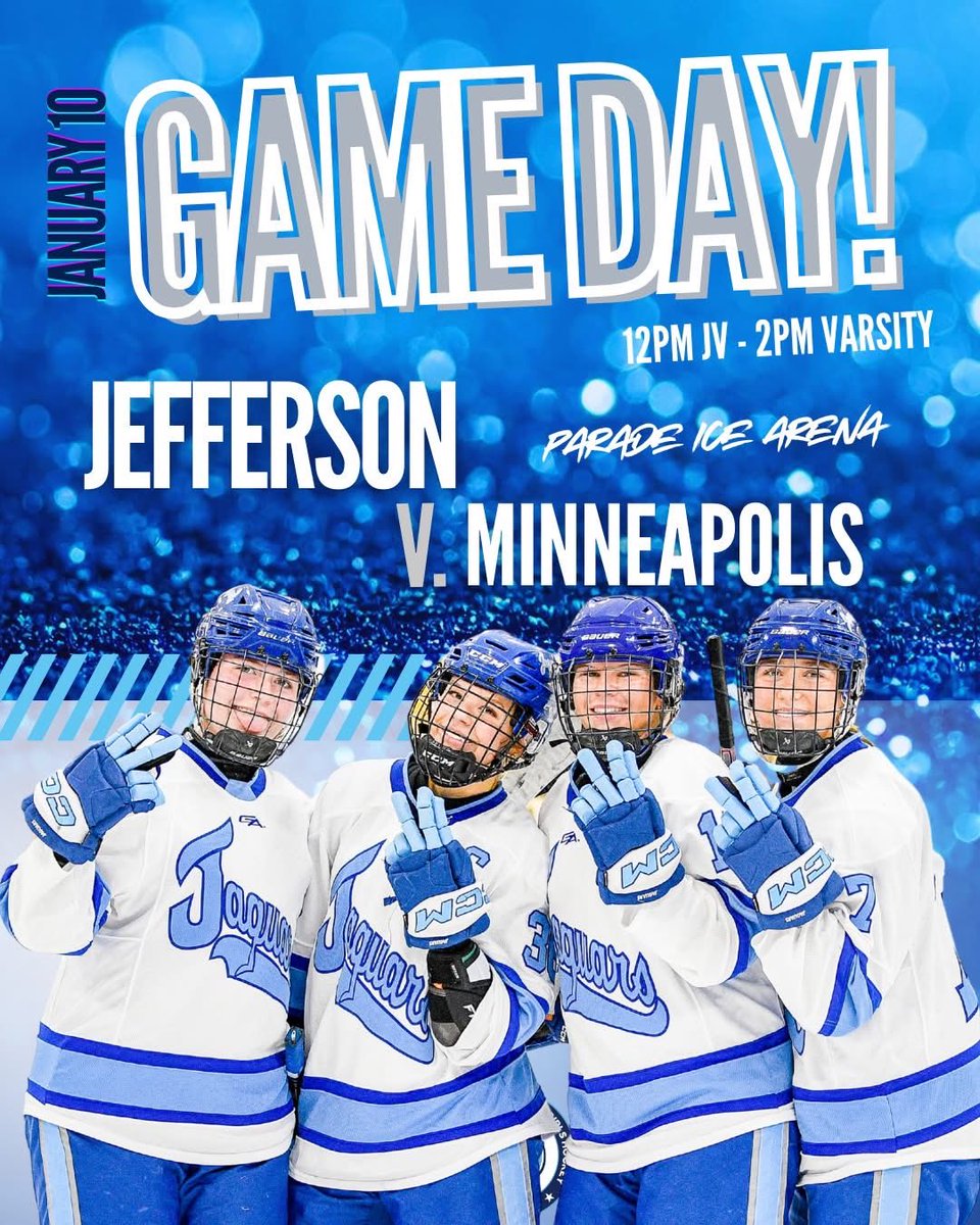 Jaguars wrap up the busy week with an afternoon tilt against Minneapolis at Parade Ice Center today!

12pm JV
2pm Varsity