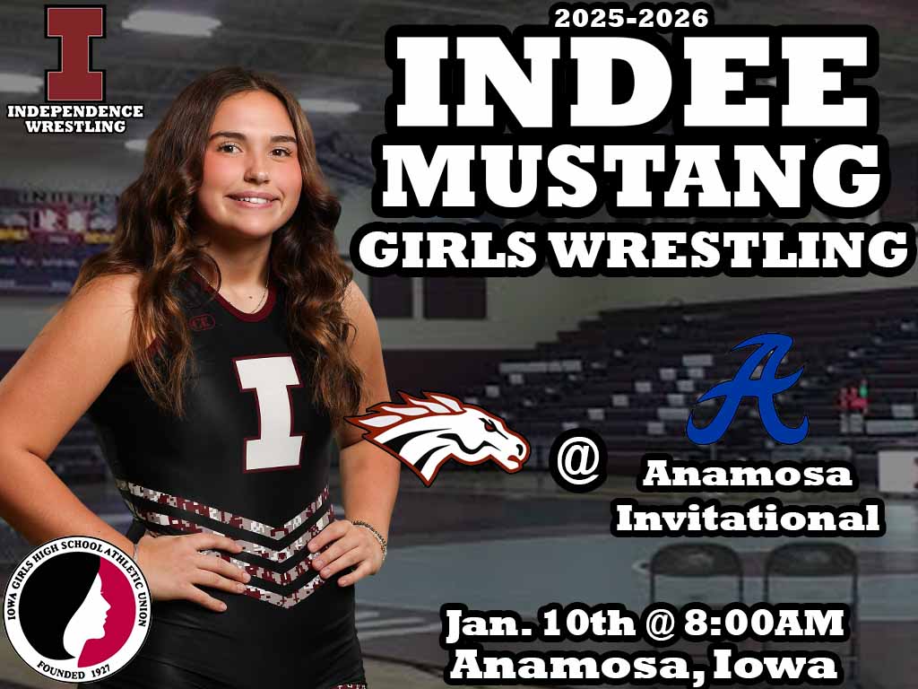 IndeeWrestling's tweet image. The Independence Girls Wrestling team travels to Anamosa to wrestle in the Anamosa Girls Invitational!  Wrestling starts at 9AM! #iahswr

Follow Along: go.flo.zone/vhSuBUkC