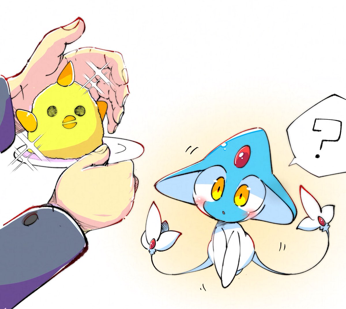 Ragia5457's tweet image. 「おかえり！！！ん？何持ってるの？」