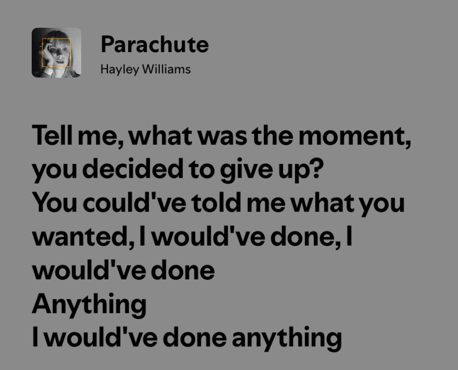 can you believe hayley williams wrote the most devastating gut-wrenching song and then gave it to us?🥲
