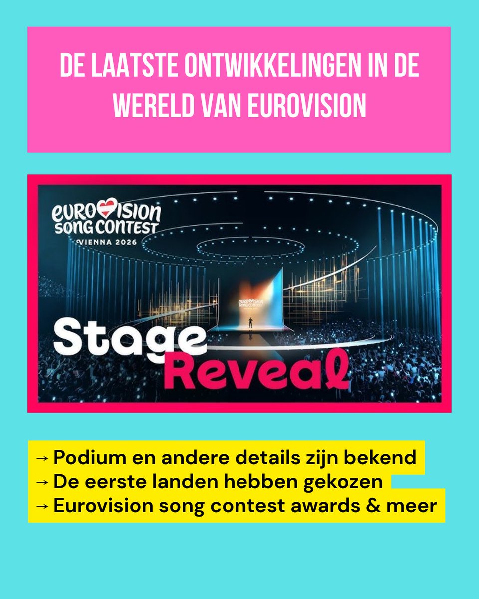 BYourovision's tweet photo. Er beweegt van alles in de wereld van eurovisie. Eline en Maxim zetten de laatste ontwikkelingen voor jou op een rij. Wat opvalt? Midden in het crisisbeheer komen we te weten hoe het podium eruit zal zien en stomen de eerste artiesten zich klaar voor Wenen. https://t.co/G7ebNq26s2