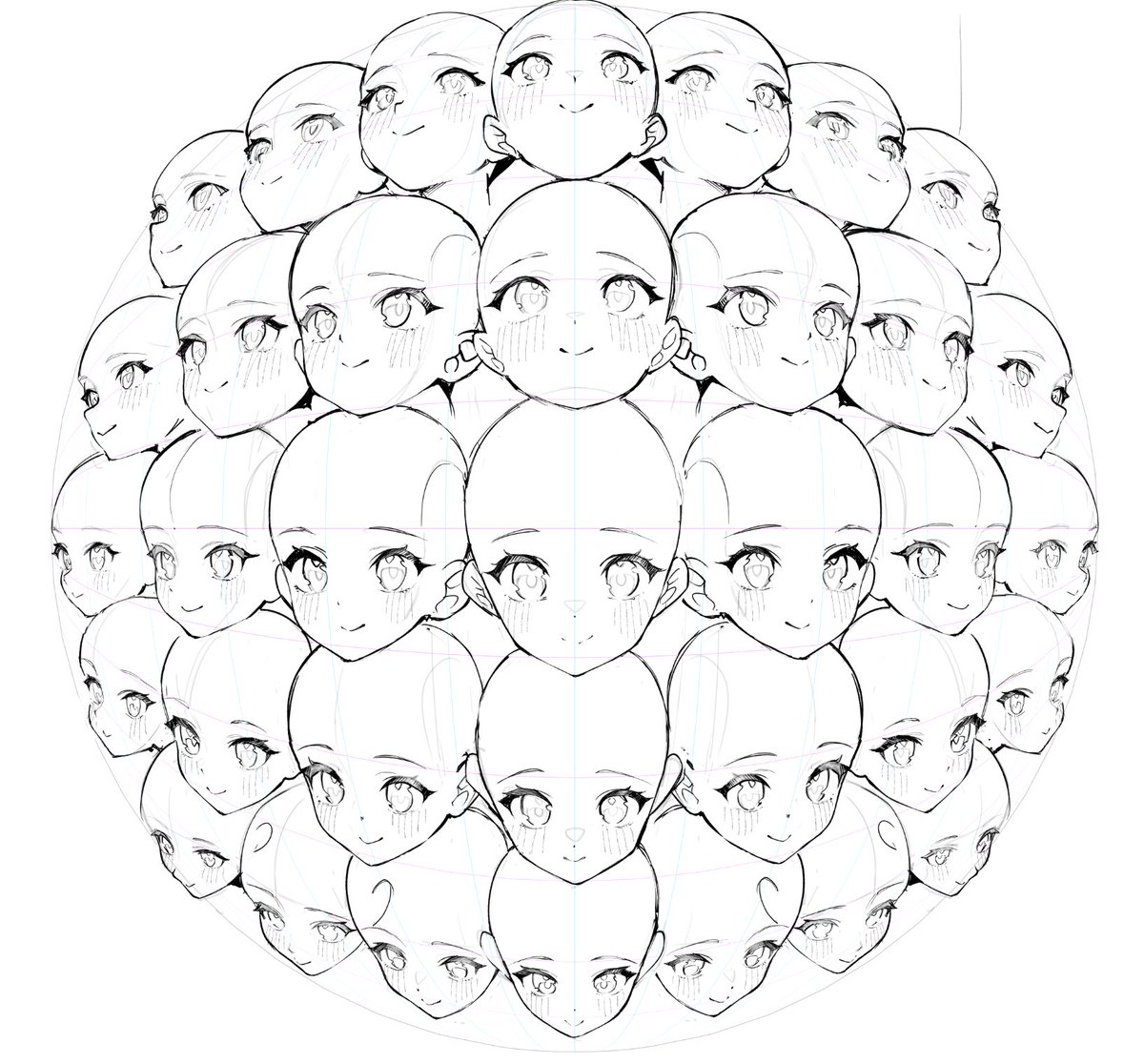 顔悩まないようにいっぱい描いてデータベースにしようとしたら普通にキモくなった奴です