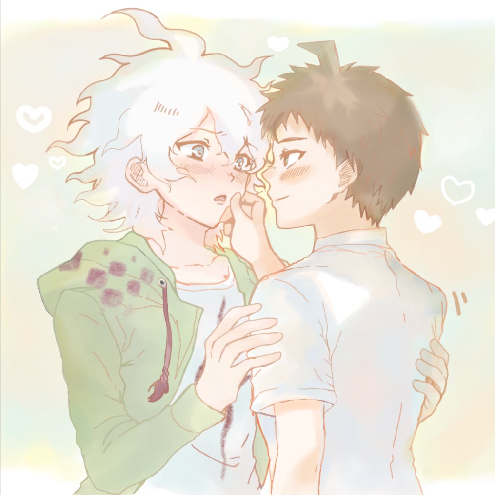 lvhx4zvqcT2EwM0's tweet image. 「去年のラフ、久しぶりに再掲してみた♡　ふにふに狛日❤
甘々狛日で萌え死ぬ…！！🥺💕」

#ダンガンロンパ #狛枝凪斗 #日向創