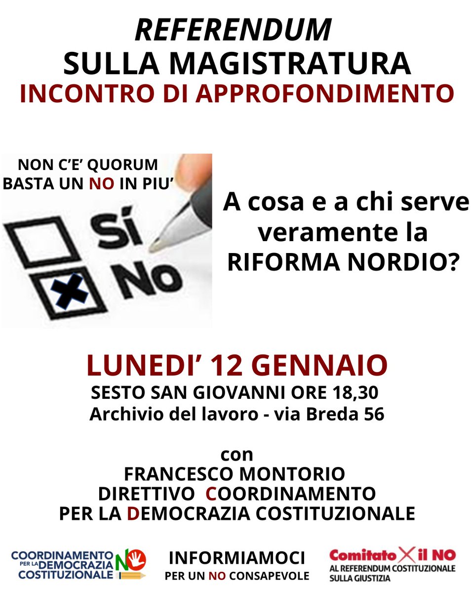 ANPI Sesto San Giovanni Sezione 340 Martiri
LUNEDI' 12 GENNAIO ORE 18:30
Archivio del Lavoro via Breda 56
INGRESSO LIBERO