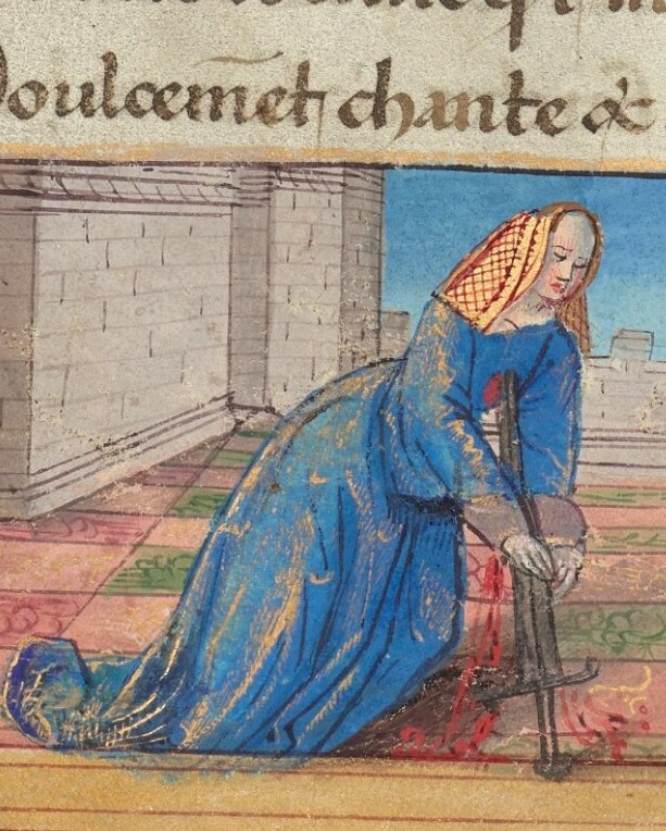 EMedievales's tweet photo. Fin tragique pour la #reine #Didon abandonnée par son amant Enée. Détail : elle écrit sa dernière lettre avec une plume d'or.
Getty Museum, Ms. 121 (2021.7), fol. 21. #middleages #instagood #arthistory #medieval #medievalart #illuminationart #histoire #manuscriptillumination https://t.co/prVyY8Dg1X