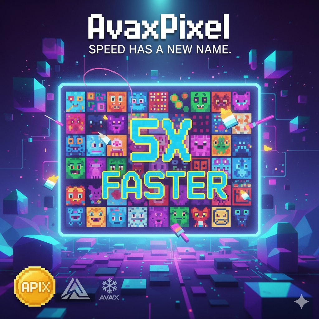 avaxpixel's tweet photo. Speed has a new name on the Canvas! 💨

We’ve optimized our infrastructure to make your experience 5x faster. 🚀

Experience the ultimate speed of #AvaxPixel and claim your spot on the canvas now! 🎨⚡

#APIX #Avalanche #AVAX #Web3 #Gaming https://t.co/ChDwwTFmpn