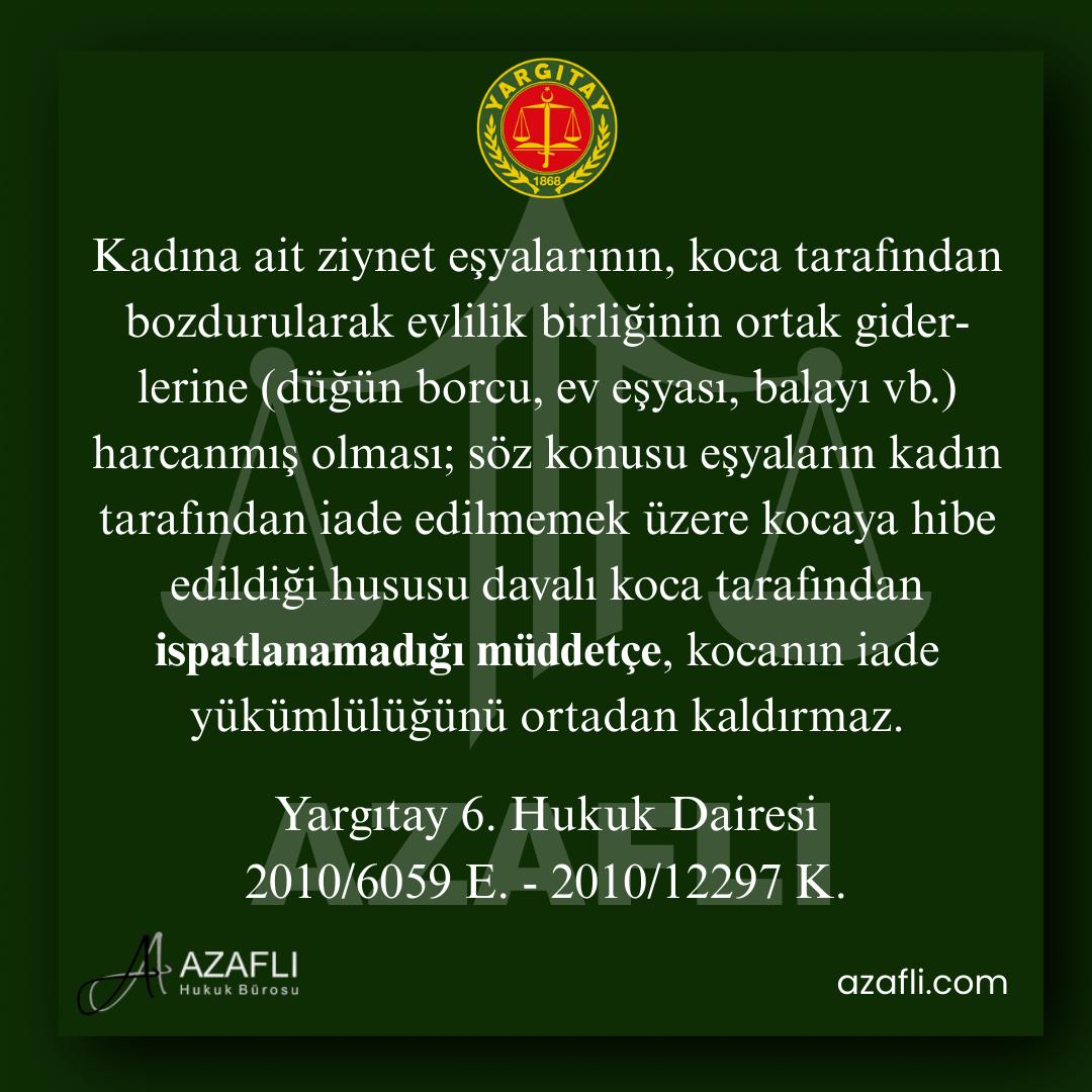 Yargıtay 6. Hukuk Dairesi 
2010/6059 E. - 2010/12297 K.
#emsalkararlar #azaflıhukuk #emsalkarar