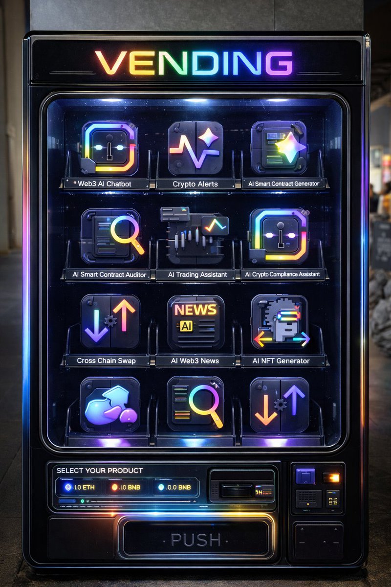 Web3 is complex. But what if success was as easy as pushing a button? I  found the ultimate Vending Machine for crypto degens. No snacks, just pure  utility. Check the menu in