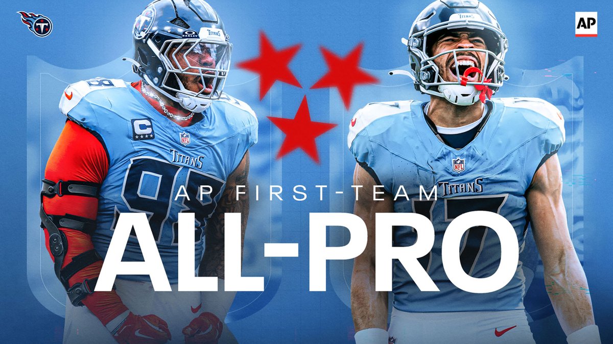 .<a href="/Titans/">Tennessee Titans</a> DT Jeffery Simmons <a href="/GrindSimmons94/">Jeffery Simmons</a>, returner Chimere Dike <a href="/chimdk11/">Chimere Dike</a> named first team All-Pro.

STORY bit.ly/4bbAbIL