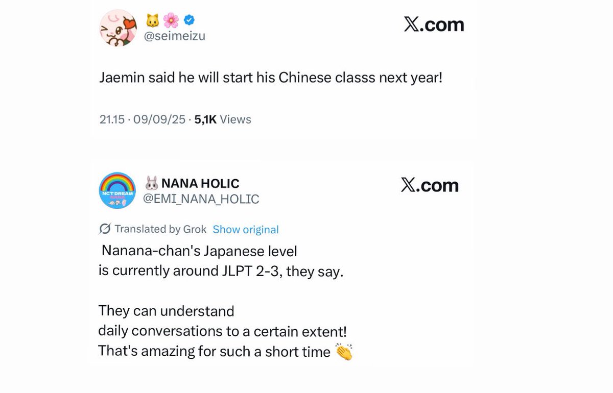 Jaemin is so consistent with studying Japanese everyday. it's so inspiring to see him learning a new language despite his packed schedule… seeing him becoming so fluent, like a native speaker makes me super proud!! oh our language genius Jaeminie♥️