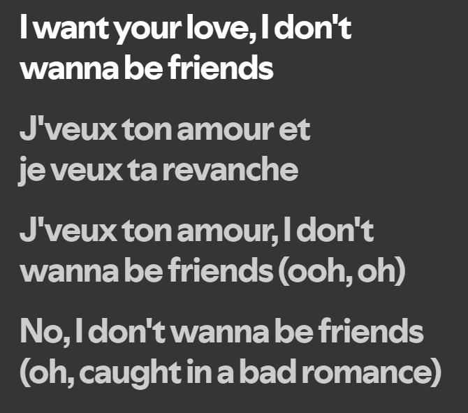 fluxbuddy's tweet photo. in lady gaga's hit song "Bad Romance" released in 2009, i for the longest time thought she was saying "I don't want to be French" and lamenting in desperation as if she was forced to speak french against her will https://t.co/F38L1x63Wf