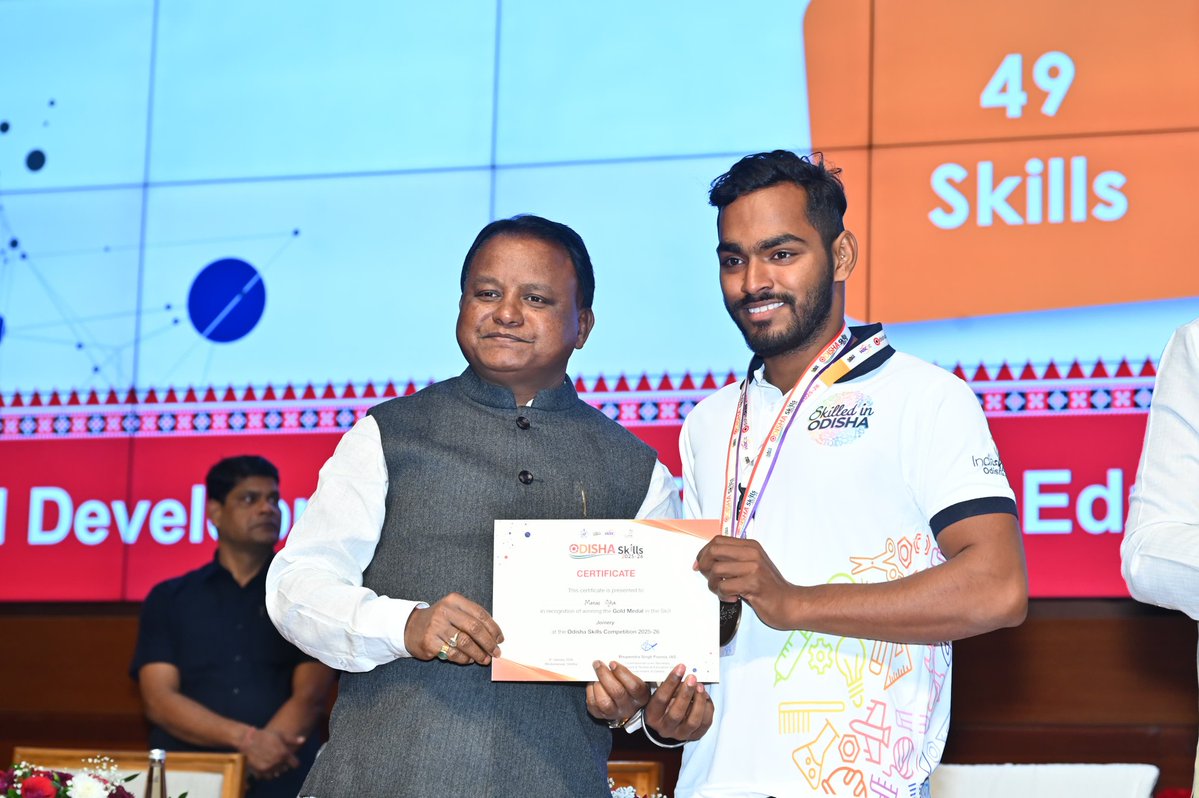 Congratulations, Manas Ojha! 🎉
We are proud of Manas Ojha, a WWT (2020–21), for winning the 🥇 Gold Medal in Joinery at the Odisha Skill Competition 2025–26.
#Congratulations #GoldMedalist  #ManasOjha #JoinerySkill #OdishaSkillCompetition  #WWT <a href="/skilled_odisha/">Skilled in Odisha - OSDA</a> <a href="/SandhyaSamal1/">Sandhya Samal</a>