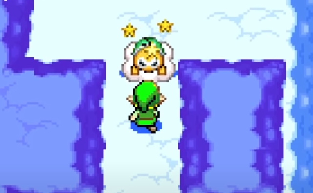 Zelda Minish Cap was released on this day in 2004. 

The Minish Cap is packed with Mario Easter eggs like Bob-ombs as enemies, Lakitu in the clouds, chain-link platforms from Bowser's Castle, and the beanstalk sound effect straight from Super Mario World
