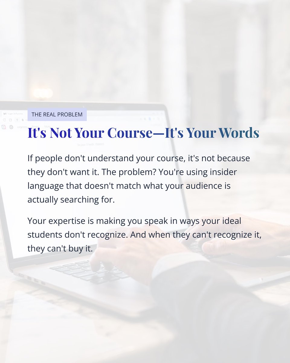 Shannon43802044's tweet photo. If your course isn’t selling, it might be a language problem.

Insider words confuse buyers.
Clear words convert.

Clarity > clever.

Read more 👉
https://t.co/8txVdoynSE

#OnlineCourseTips #OnlineBusiness #Entrepreneur https://t.co/Q4jItCNagq
