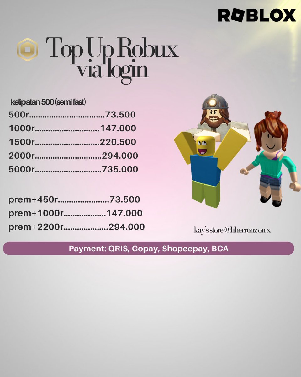 KAY | OPEN TOP UP ROBUX tweet media