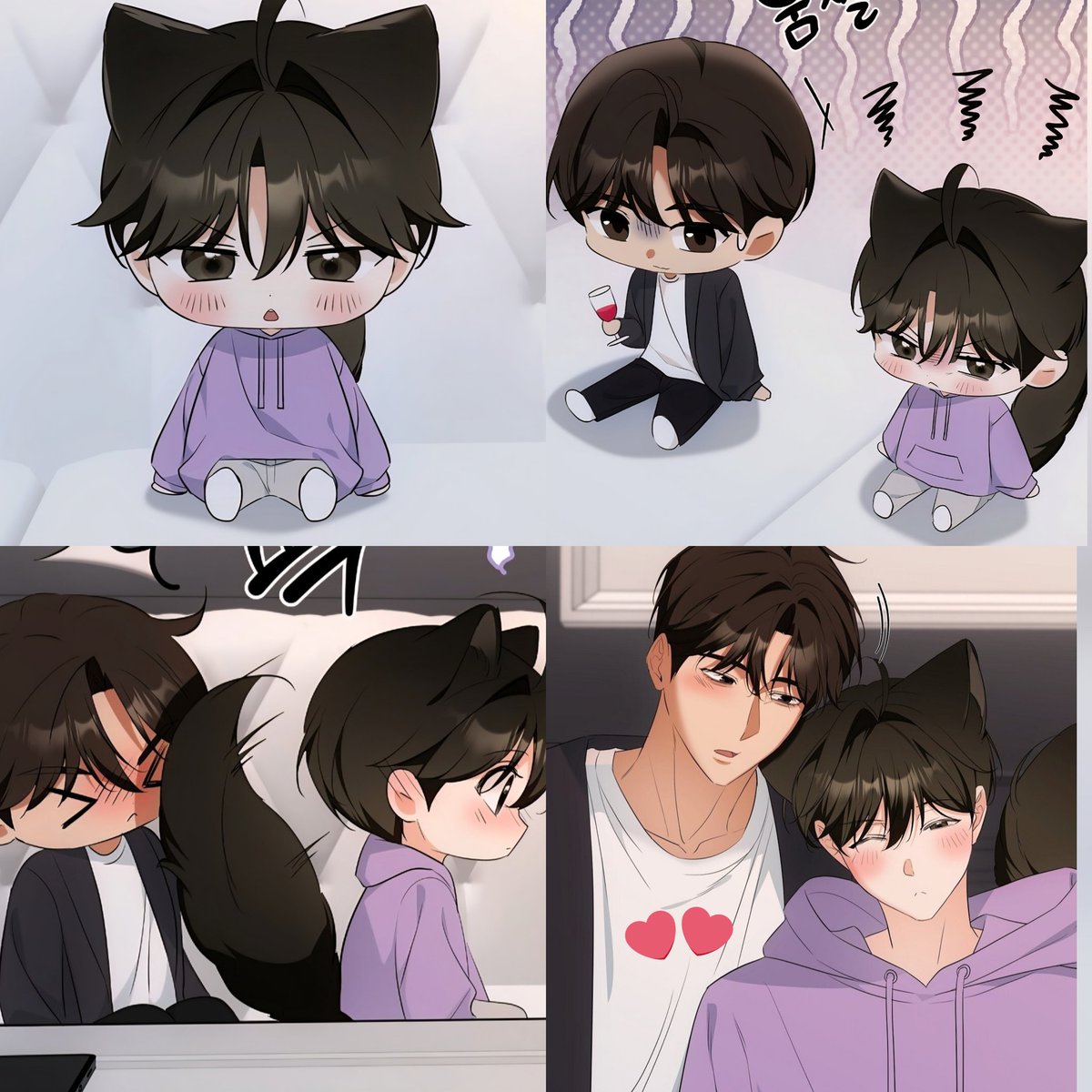 Aleyeomin's tweet image. Dodong is a jealous kitty 😾🖤 &amp;amp; he keeps being mad because of Yongwoo's dating experience 😆 
But Yongwoo heart belongs to kitty only ❤️🤭