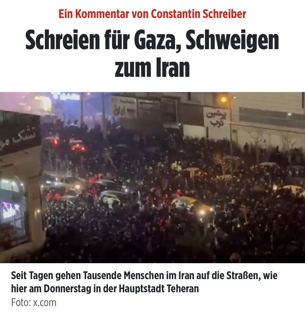 „Dieses Schweigen ist nicht neutral. Es schützt nicht die Unterdrückten, sondern stabilisiert die Täter. Es zeigt, dass Menschenrechte offenbar nicht universell gelten, sondern abhängig davon sind, um wen es geht. Etwa, wenn Juden im Spiel sind.

Der Iran ist damit der