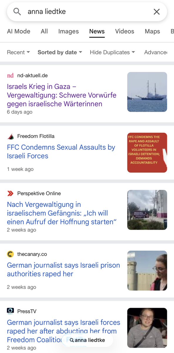 BasharZapen's tweet image. 🚨 German media still refuses to report on the rape of a German citizen by the IDF.

Anna Liedtke, a German journalist, accused Israeli forces of raping her after her abduction from the Freedom Flotilla.

3 weeks on, only 2 🇩🇪 outlets covered it: a communist &amp;amp; a lefty newspaper.