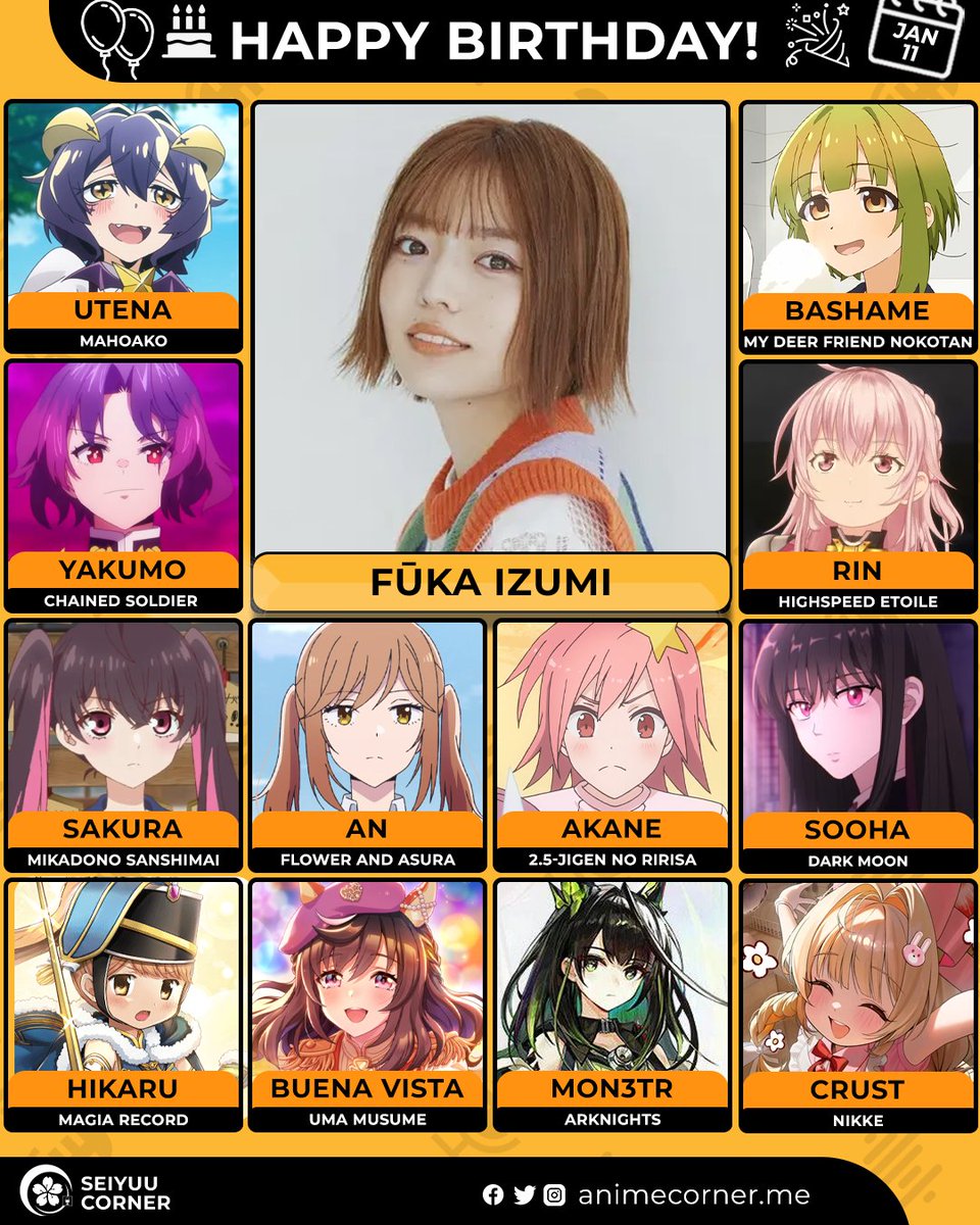 seiyuucorner's tweet image. Happy birthday Fuka Izumi! 🎉 

Let's wish her all the best @izm_tako 

#FukaIzumi #和泉風花 #和泉風花生誕祭2026