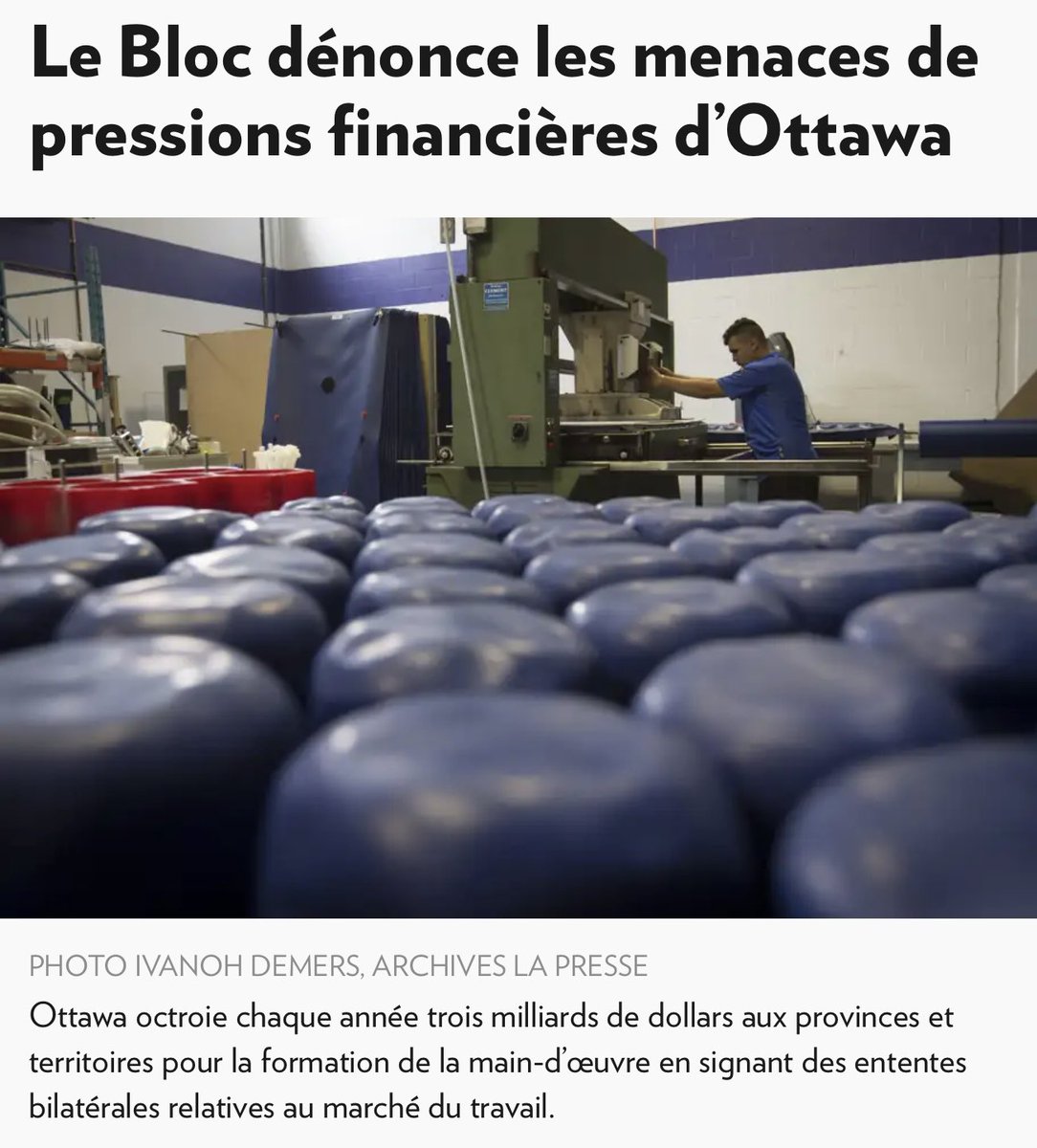 yfblanchet's tweet photo. Il n’existe rien de tel que «une seule économie canadienne», nouveau slogan pour isoler le Québec. Au contraire, tout au pétrole de l’Alberta ou l’automobile de l’Ontario, rien pour l’aluminium, la forêt ou la culture du Québec. Au contraire!…

Et voilà qu’on nous menace avec notre propre argent…!