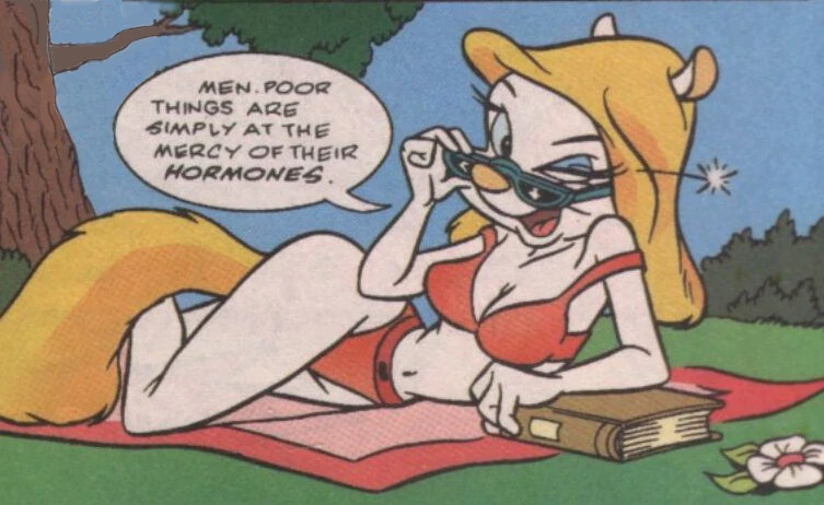 WuttaBeast's tweet photo. Idk what those words say but  that skunk thing in the bikini is hot https://t.co/MEvKRwjPwV
