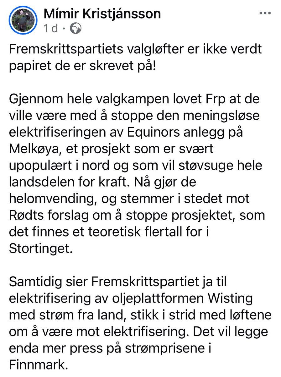 FrP stemmer for å elektrifisere Melkøya…🙄

Argumentet deres er visst at «det er for sent å stoppe det».

Er det? 

Really?

Sunken cost fallacy.