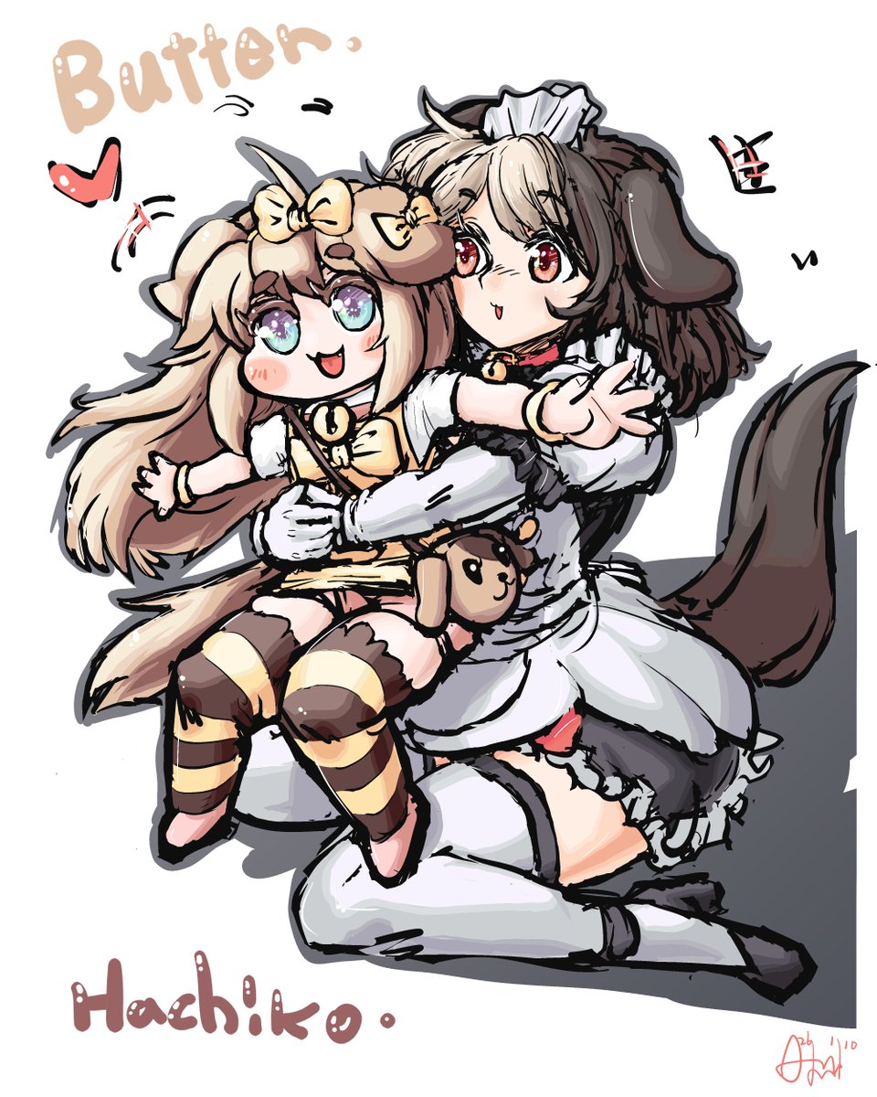 AojYuro's tweet image. #Trickcal #LastOrigin 
우여곡절이 많았던 버터와 하치코입니다.
지금 스토리에 빠져 플레이하고 있는 두 게임의 귀여운 아이들인지라 함께 그리게 되네요.
더 귀엽게 그리고 싶었는데 마음처럼 되지 않습니다;
그래도 귀엽게 봐주시면 감사하겠습니다 ㅎㅎ
