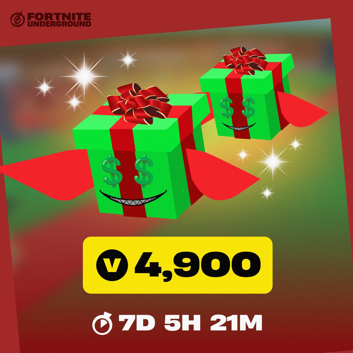 FNBRunderground's tweet image. Steal The Brainrot, the biggest #Fortnite map ever, is now charging the equivalent of $49 USD for in-game items 🤑 

The in-game shop displays 4,900 V-Bucks as a "discount" for two Present Rots, which include random items. 5,000 is the maximum price allowed for in-game items.