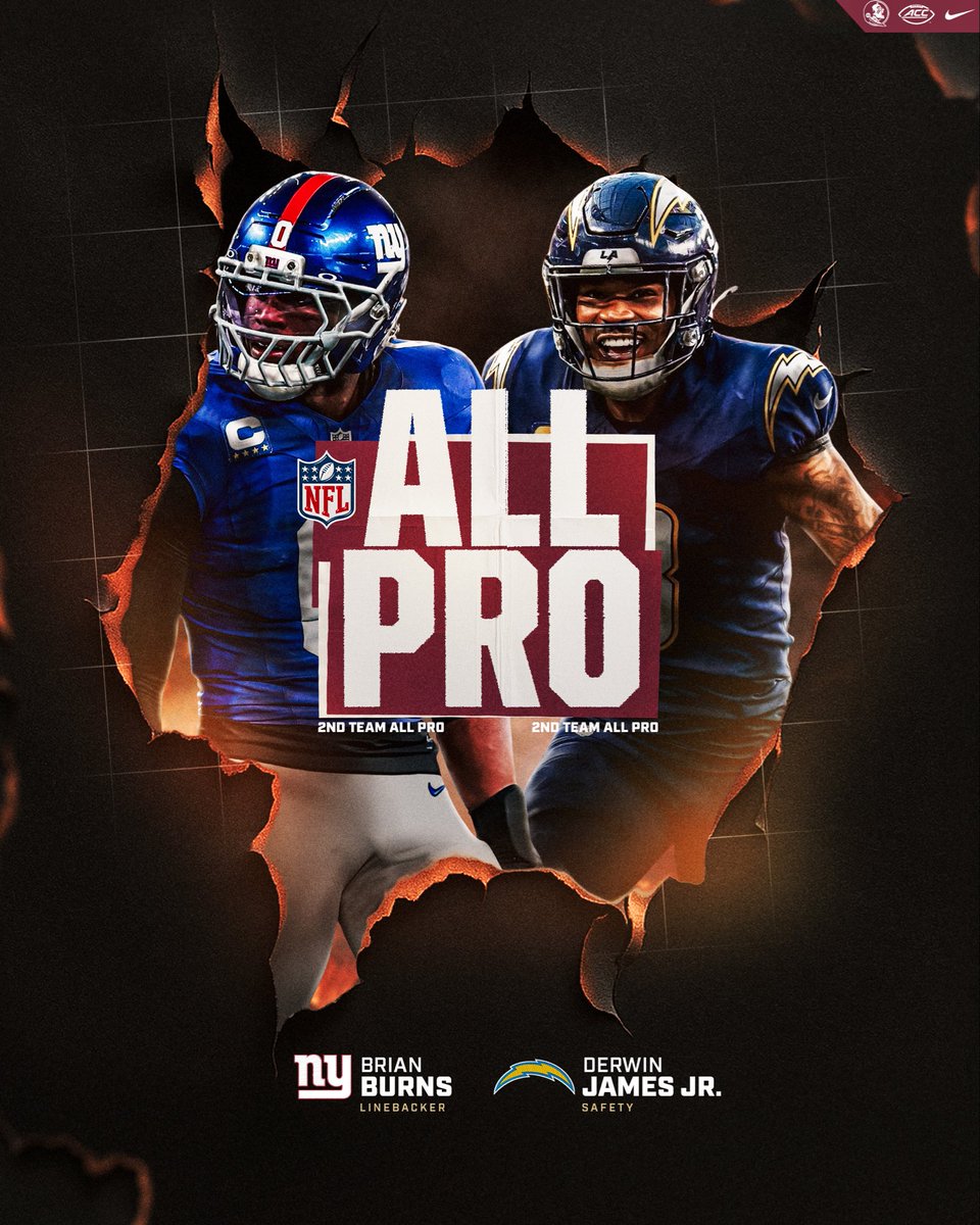 AP All-Pro #NFLNoles 

🍢 <a href="/DerwinJames/">Derwin James Jr</a> 5th selection 

🍢 <a href="/Fire_Burns99/">Brian Burns</a> 1st selection 

#NoleFamily