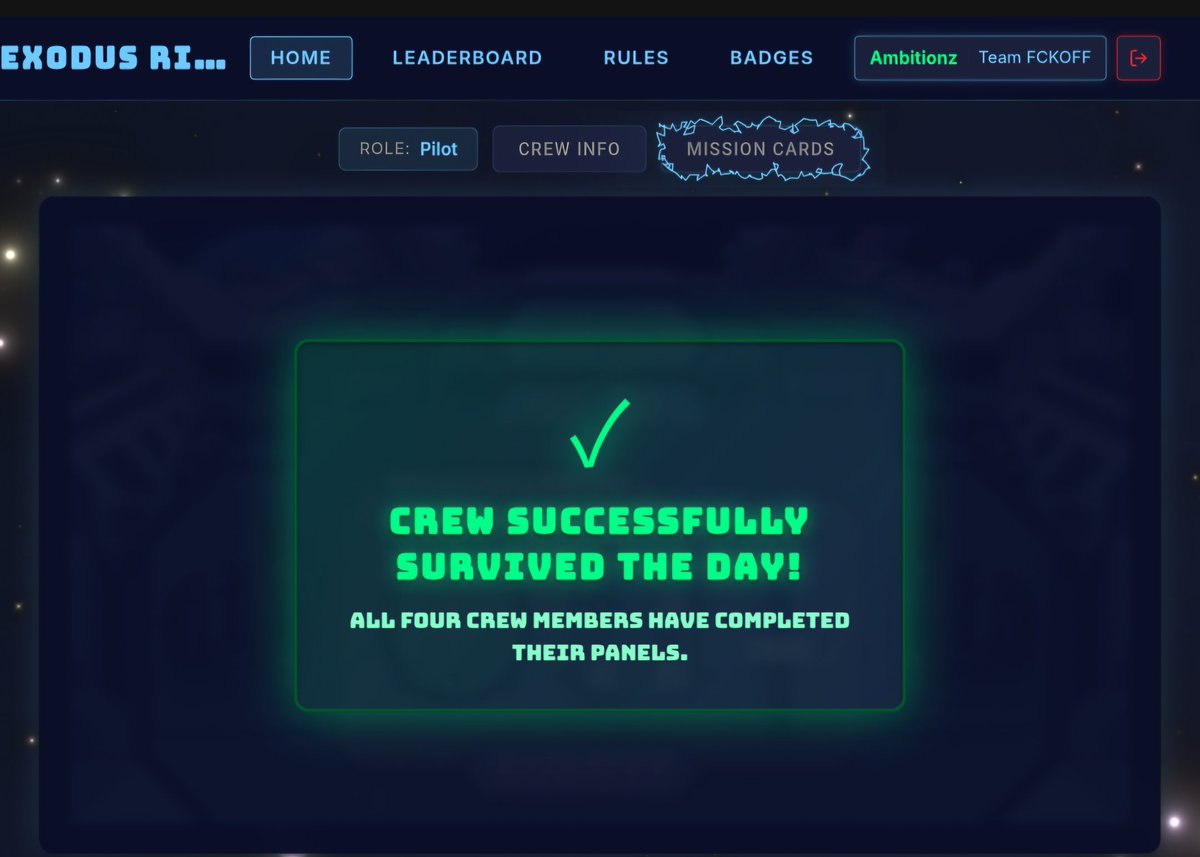 KingAmbitionz_'s tweet photo. We did it @DENGSonApe!!

It was a stressful night on the ship with @StSola tho! He was high as kite telling everyone to FCKOFF but we finally managed to get the mission cards from him!

Literally dragging each other across the finish line, Team #FCKOFF finishes Exodus Rising Chapter 2 with 65 attempts and a success rate of 30.8% 🫠

Proud of my team, any other crew would've bailed but we stuck it out and finished strong with only 6 attempts on the final day even amongst the chaos! 🖕🏼

@AarynEh3Dadz @Bob23011 you guys are fckn legends, I don't know what we would've done without yous!?!

Can't wait for Chapter 3

@ApeChainHUB ON TOP!