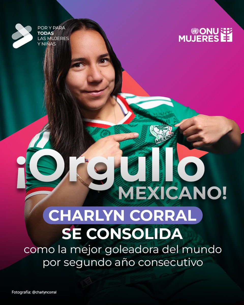 Desde ONU Mujeres celebramos a Charlyn Corral, quien por segundo año consecutivo se consolida como la mejor goleadora del mundo. ⚽️

Su talento, disciplina y perseverancia inspiran a niñas y mujeres a romper barreras y creer en su potencial dentro y fuera de la cancha.

Cuando