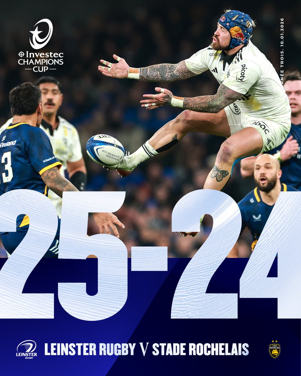 AU BOUT DU SUSPENSE À DUBLIN !! 😱

Les Rochelais n’arrivent pas à répéter l’exploit de 2023 ❌

En savoir plus ➡️ bit.ly/3YynuQv

#InvestecChampionsCup