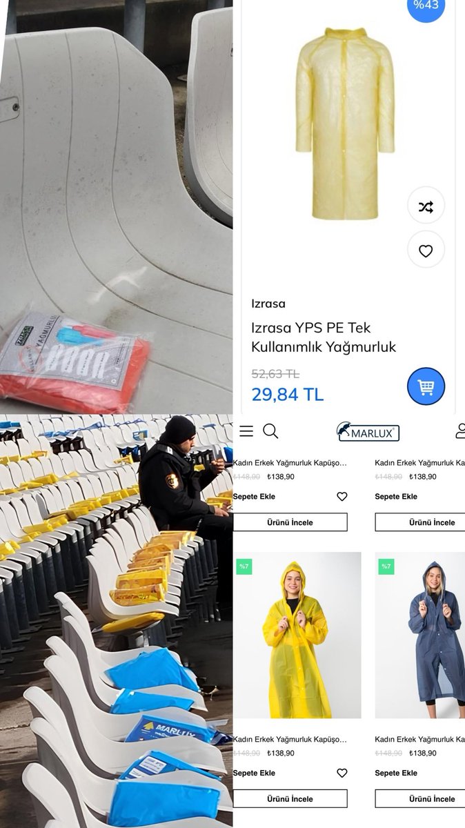 Galatasaray yönetiminin taraftara dağıttığı yağmurluğun birim fiyatı 29,84 TL iken, Fenerbahçe yönetimi taraftarına 138,40 TL değerinde, çok daha kaliteli bir yağmurluk dağıttı.