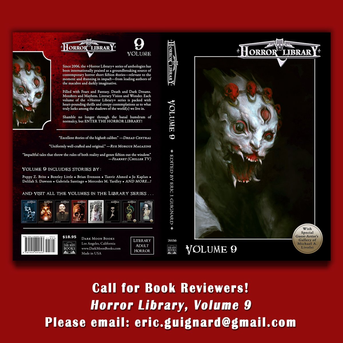 Call for Book Reviewers!

Please contact me if you would like to review upcoming
HORROR LIBRARY, VOLUME 9

More here: darkmoonbooks.com/Horror_Library…

#ericjguignard #horror #shortstories #darkmoonbooks #anthology #HorrorLibrary #bookreview #mustread #reviewersrock #bookreviewer